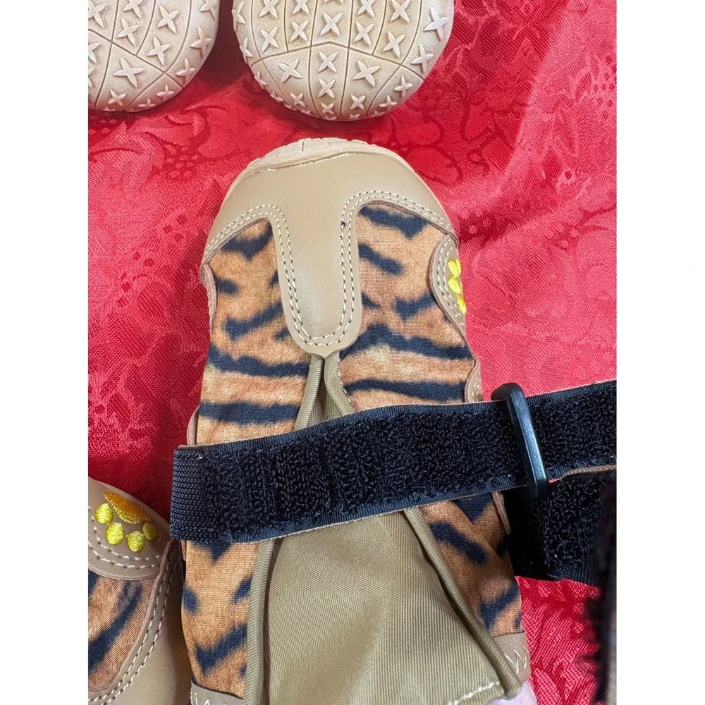 XSY&G Dog Boots Size 6 Tiger Print Waterproof‎ Paw Protectors Shoes New NIB